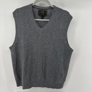 Jos A Bank Reserve Mens L Cashmere Sweater Vest Ribbed Gray Knit Preppy Classic